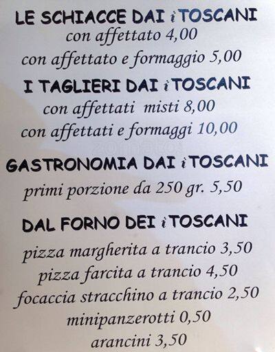 Menu di Toscani 