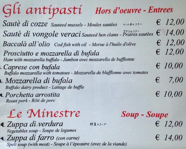 Menu di Da Giggetto 