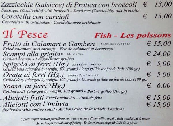 Menu di Da Giggetto 