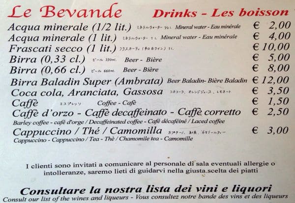 Menu di Da Giggetto 