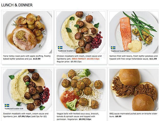 Menu at Ikea restaurant, Richmond