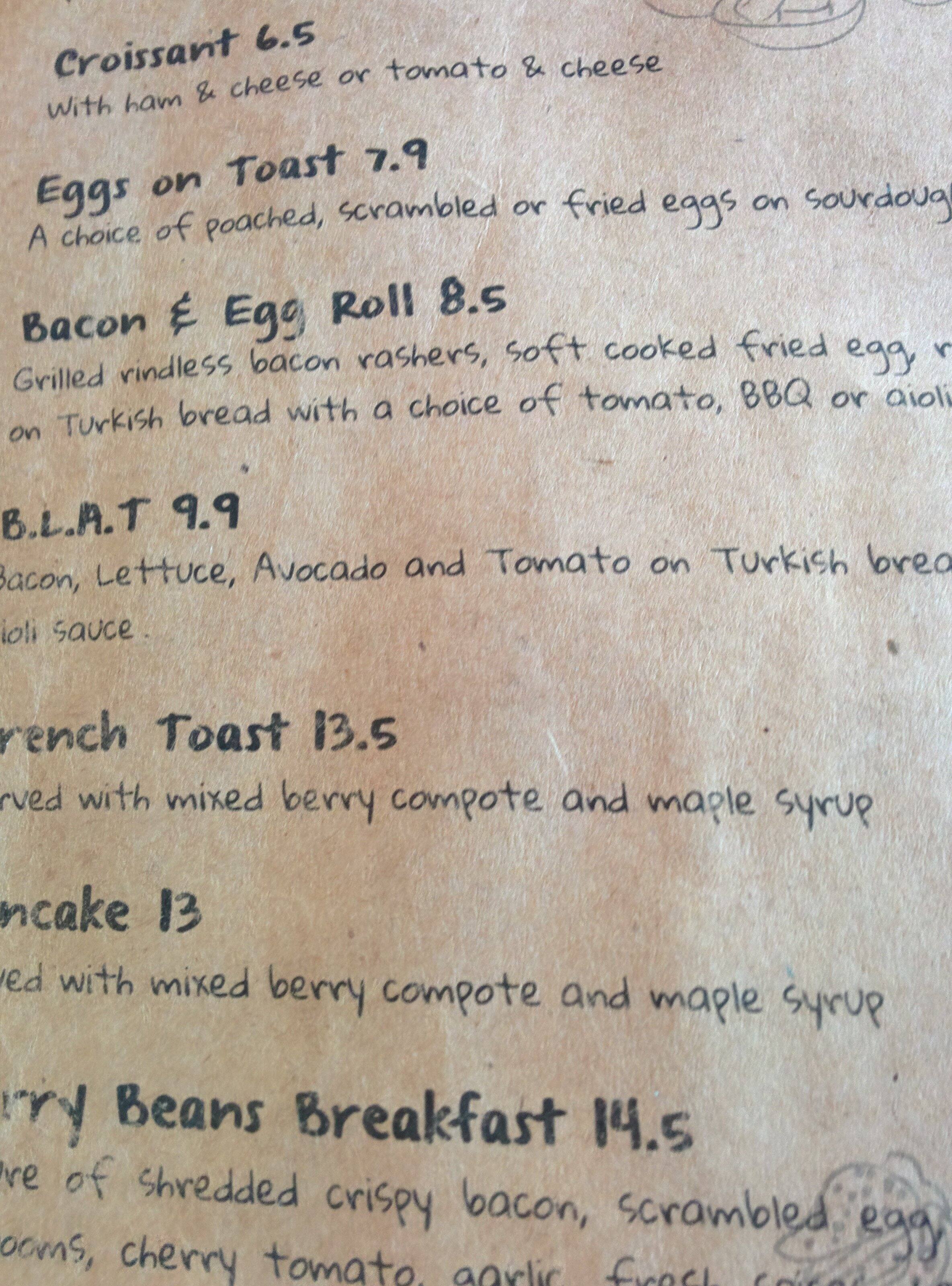 Caffe Cherry Beans Menu, Menu for Caffe Cherry Beans, Phillip, ACT