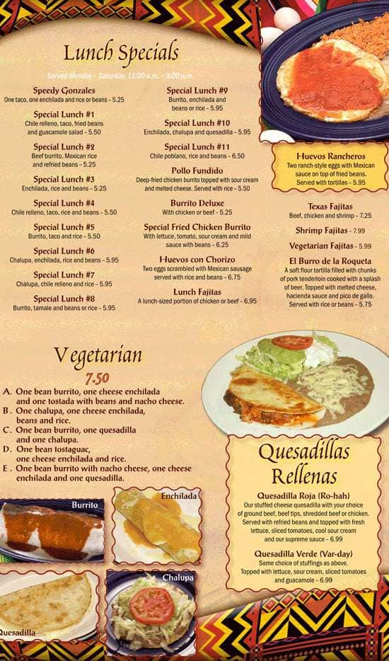 Menu at La Hacienda Mexican Restaurant, Indianapolis, Graham Rd