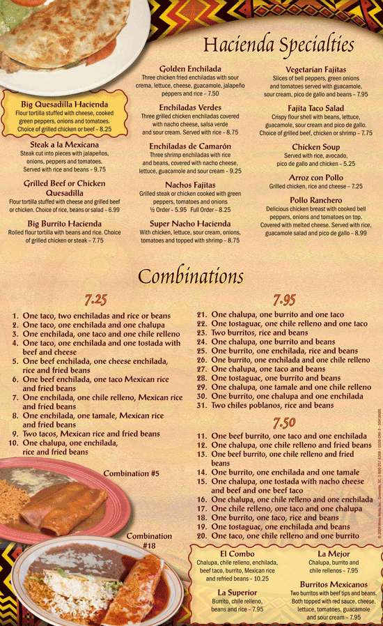Menu at La Hacienda Mexican Restaurant, Indianapolis, Graham Rd