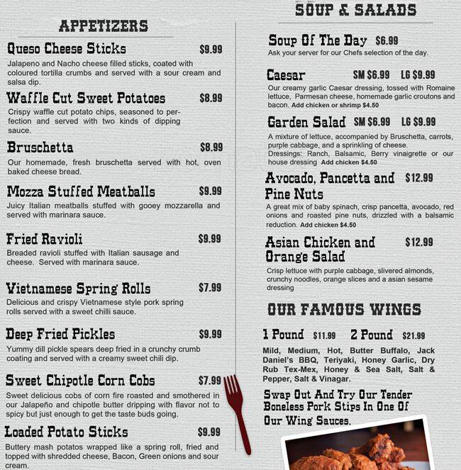 Legends Strathmore menu