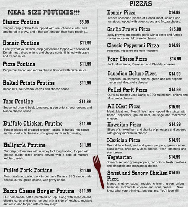 Legends Strathmore menu