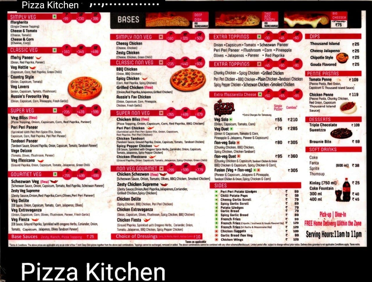 Menu of Pizza Hut Hub, Banjara Hills, Hyderabad