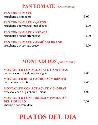 Menu di Il Tasca Milano 