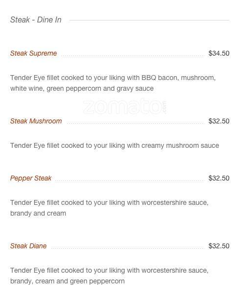 Menu at Portobello pizzeria, Rouse Hill