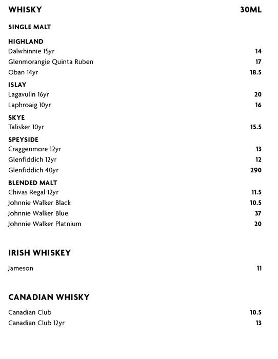 Carta de Minq Bar & Lounge