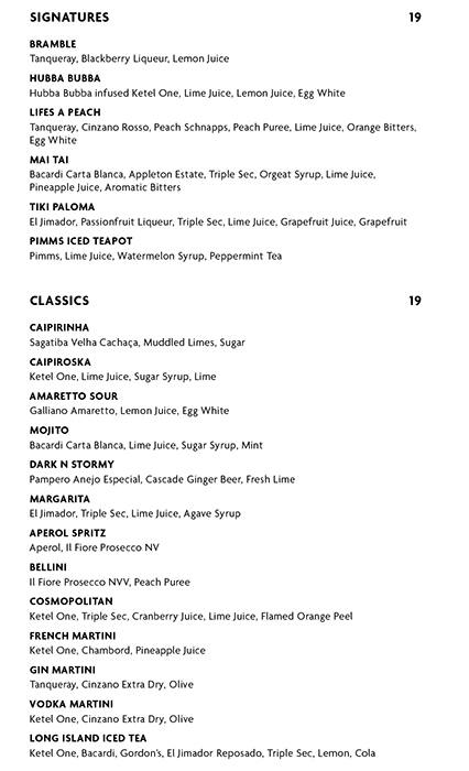 Carta de Minq Bar & Lounge