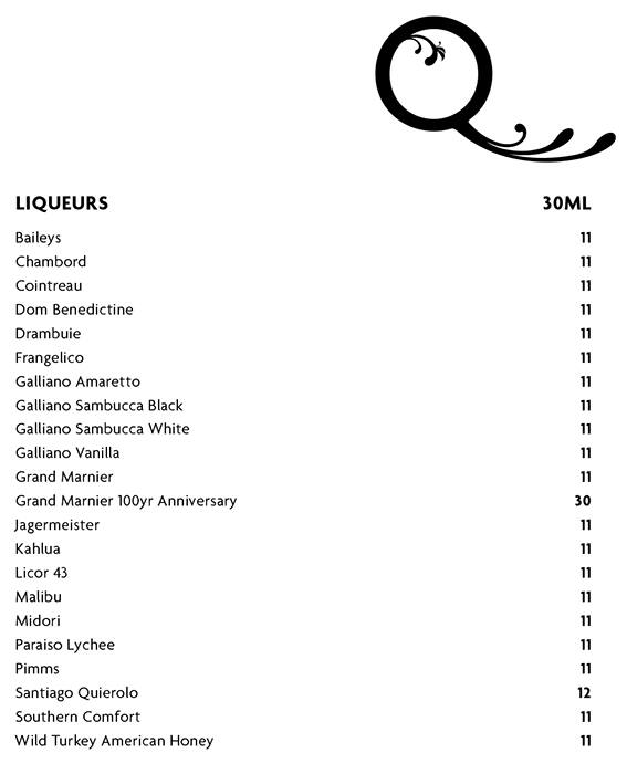 Carta de Minq Bar & Lounge