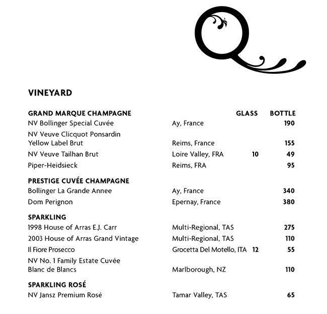 Carta de Minq Bar & Lounge
