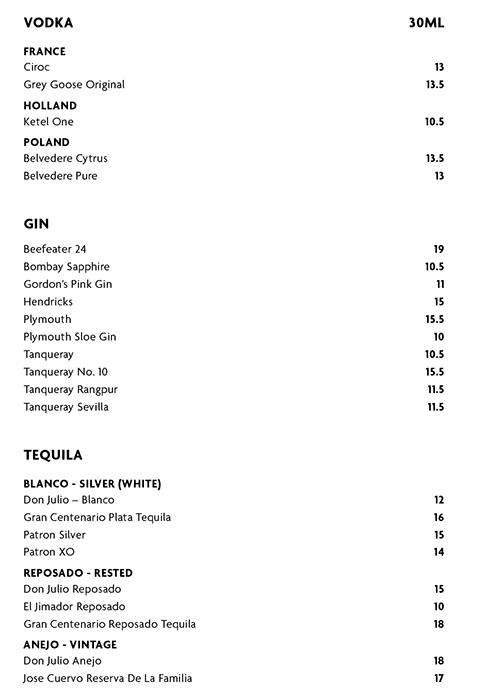 Carta de Minq Bar & Lounge