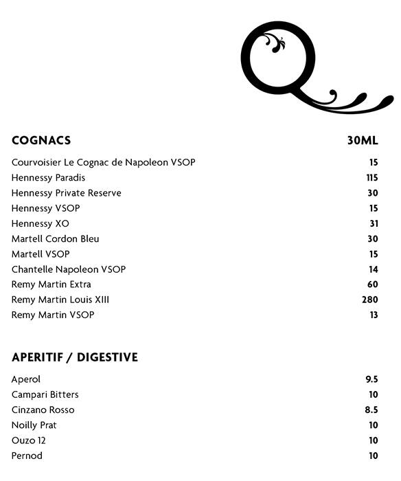 Carta de Minq Bar & Lounge