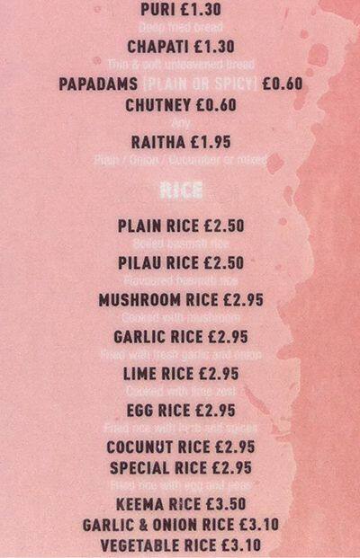 Blue Mint menu