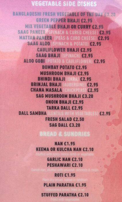 Blue Mint menu