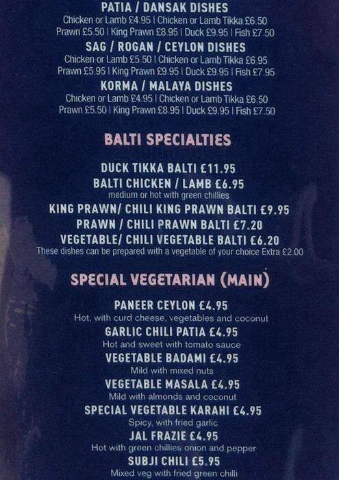 Blue Mint menu