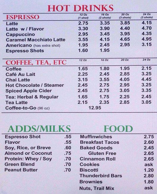 Sorrento's Coffee Menu, Menu for Sorrento's Coffee, Allandale, Austin