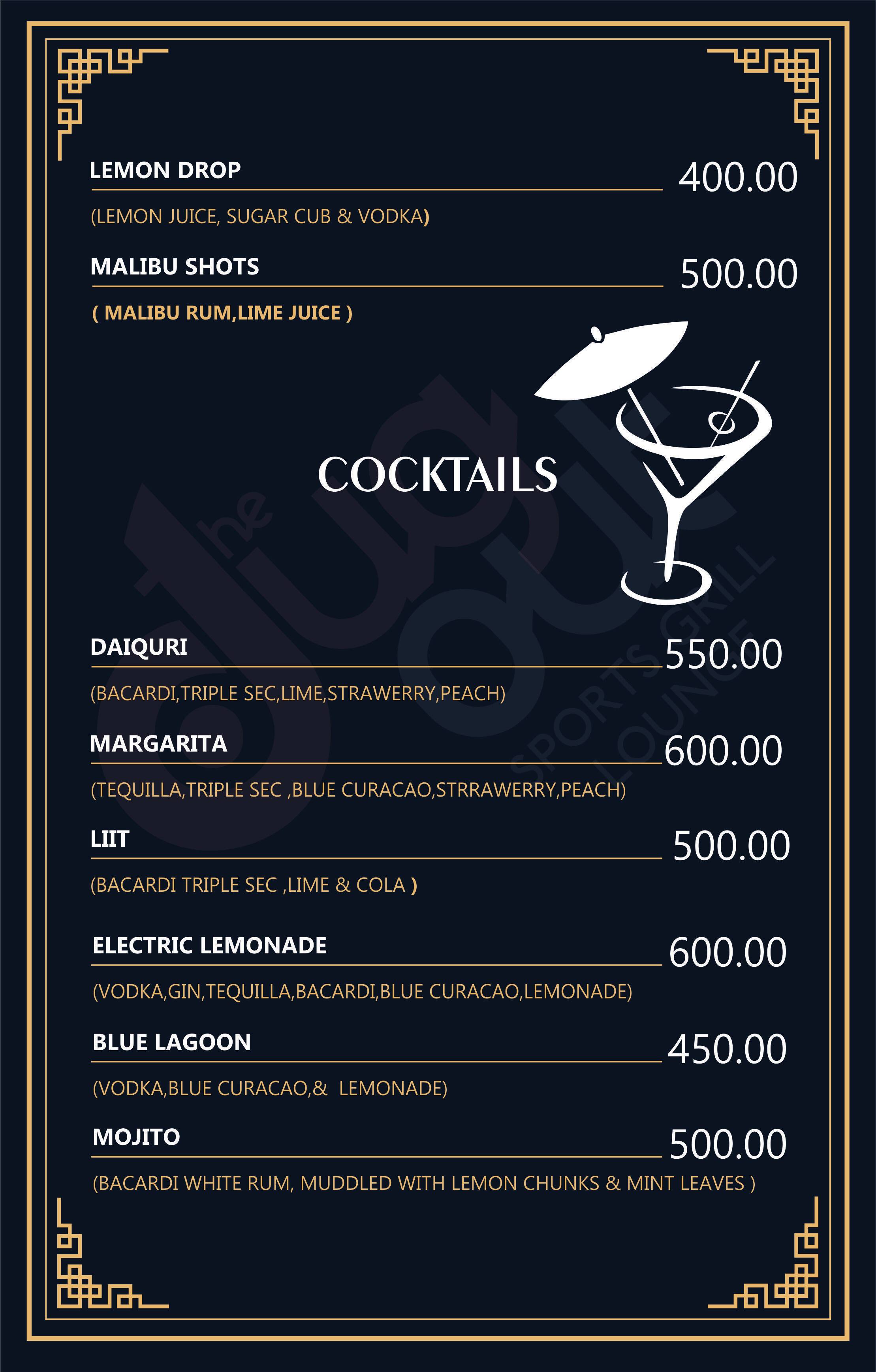 Menu at The Dugout Sports Grill Bar & Lounge, Dehradun