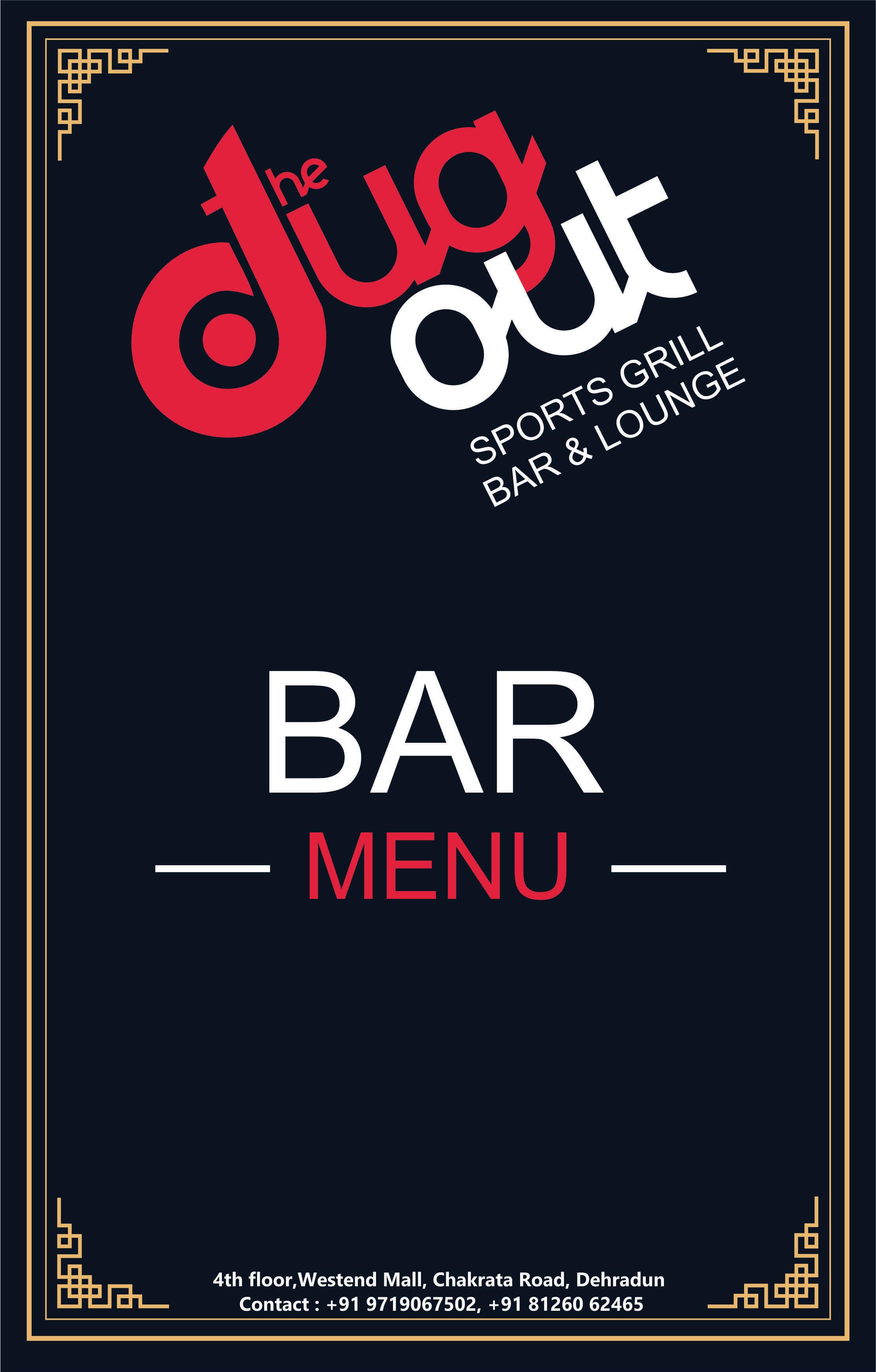 Menu at The Dugout Sports Grill Bar & Lounge, Dehradun