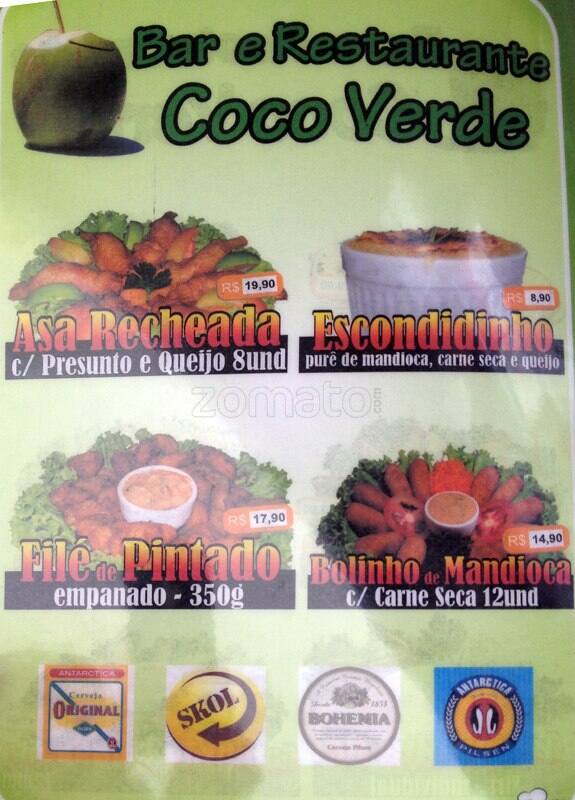 Restaurante e Bar Côco Verde cardápio