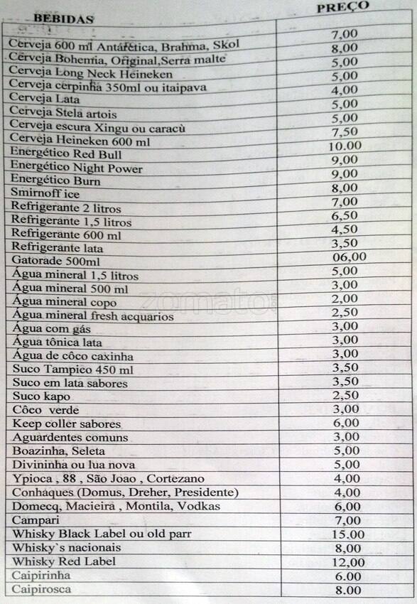 Restaurante e Bar Côco Verde cardápio