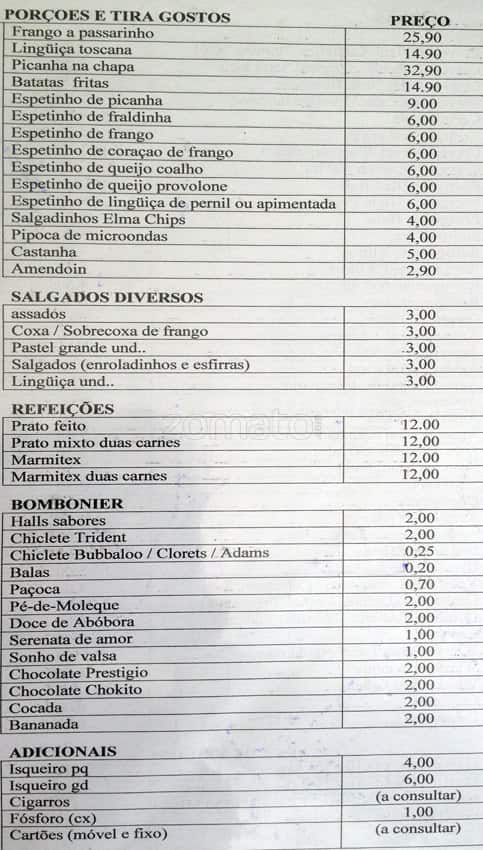 Restaurante e Bar Côco Verde cardápio