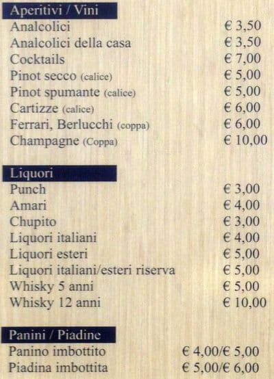 Menu di Miniera D'Oro 