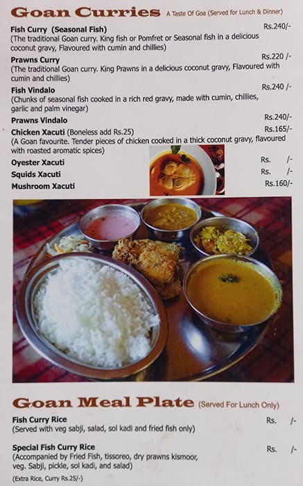 Goan Spice menu