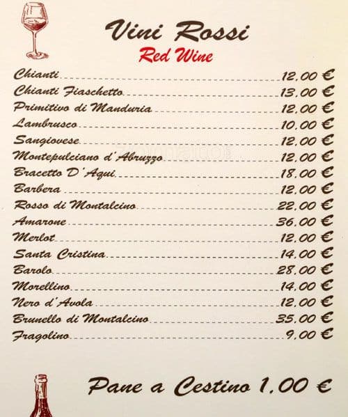 Menu di Ponentino - Ristorante - Trastevere 