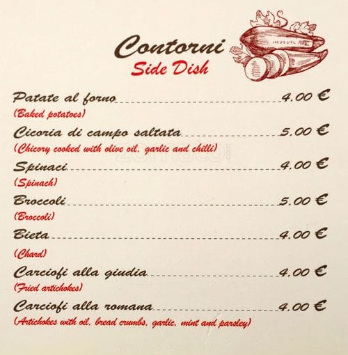 Menu di Ponentino - Ristorante - Trastevere 