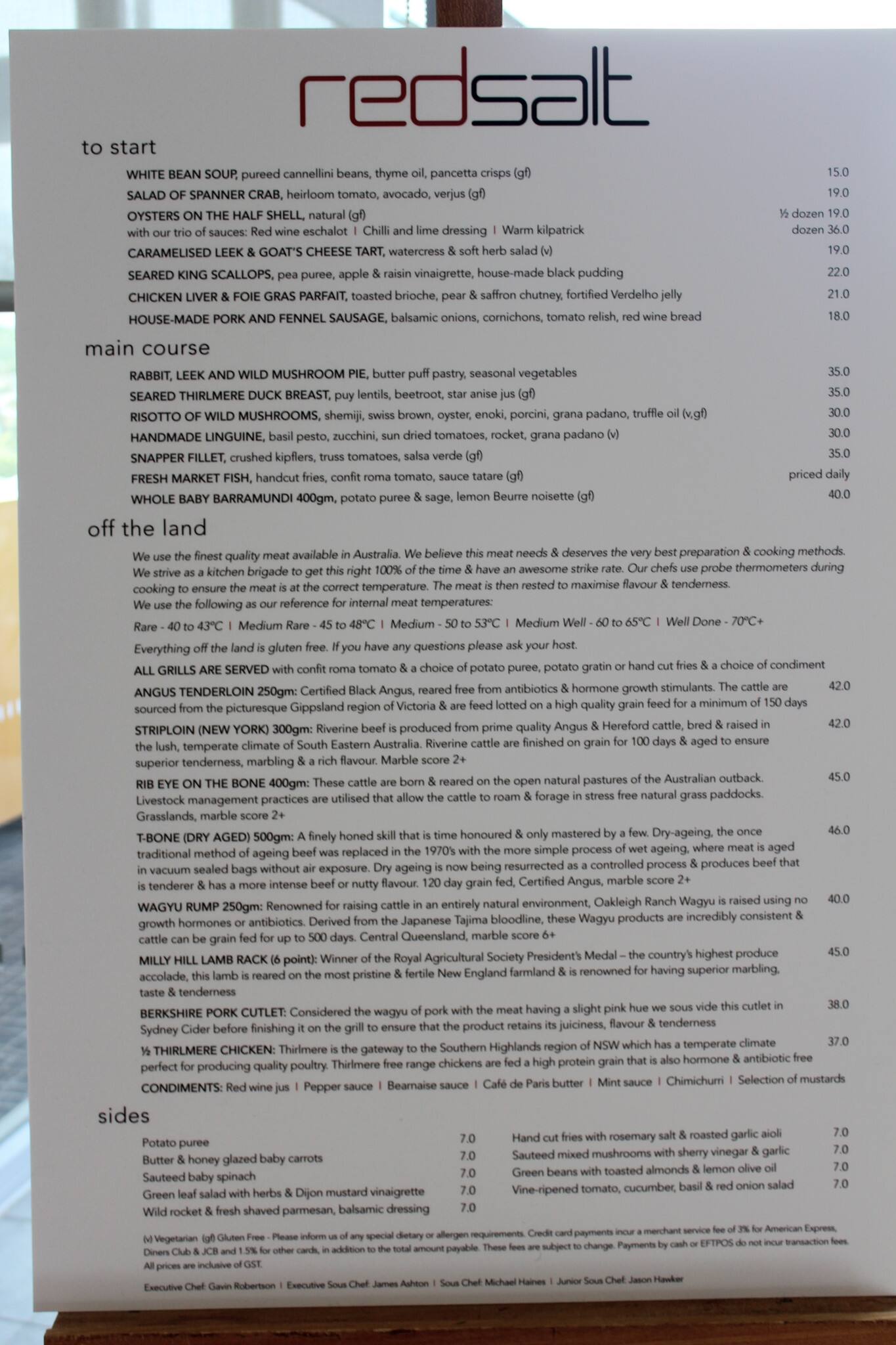 Menu at Sydney Brewery Hunter Valley, Lovedale