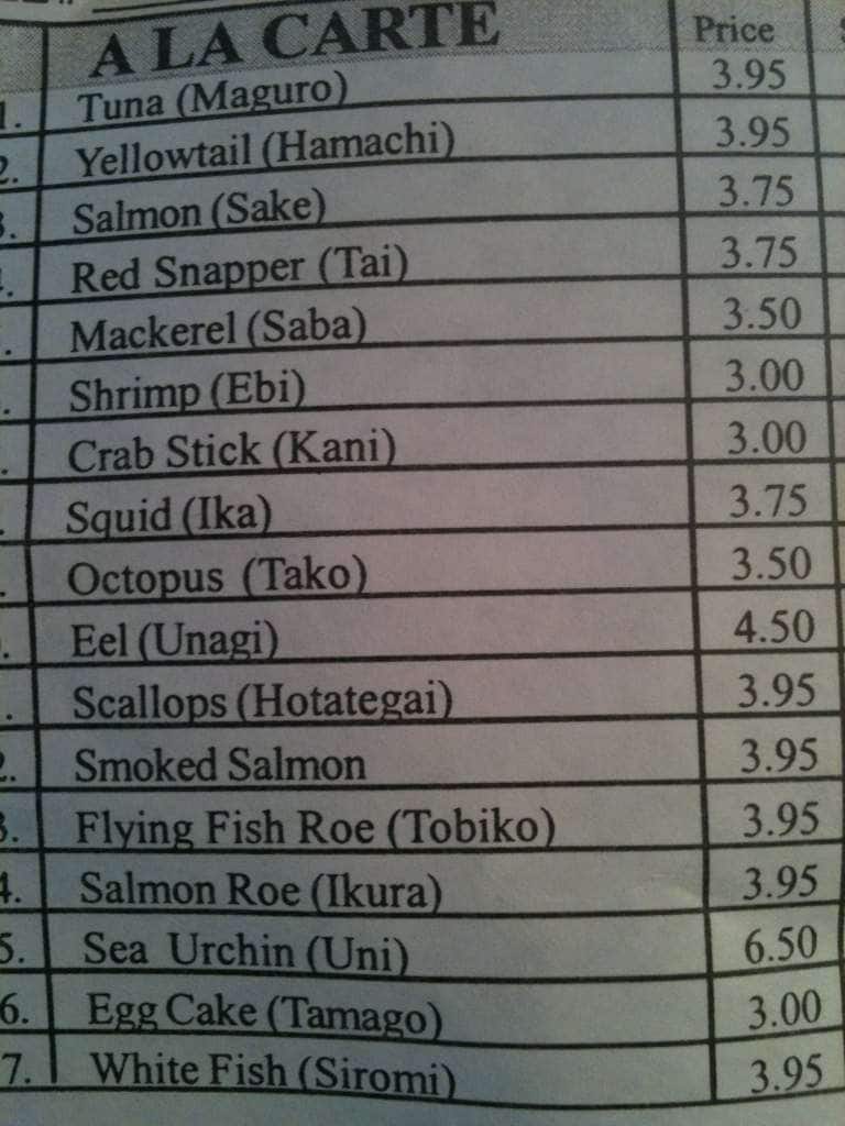 Menu at Shogun Restaurant, Oakland