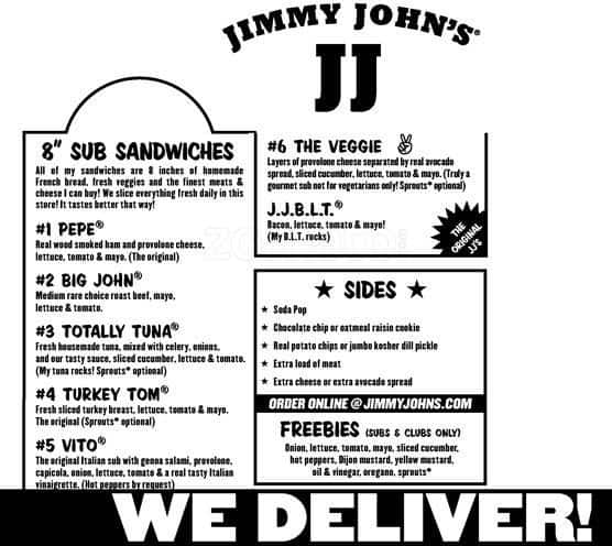 Jimmy John's Menu, Menu for Jimmy John's, Branson, Branson - Urbanspoon ...