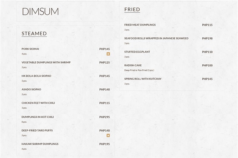 Menu at LUK YUEN Chinese Restaurant, Cash and Carry Mall Makati City