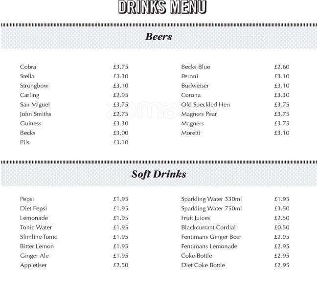 Menu at The Horseshoe pub &amp; bar, Birmingham, Stratford Rd