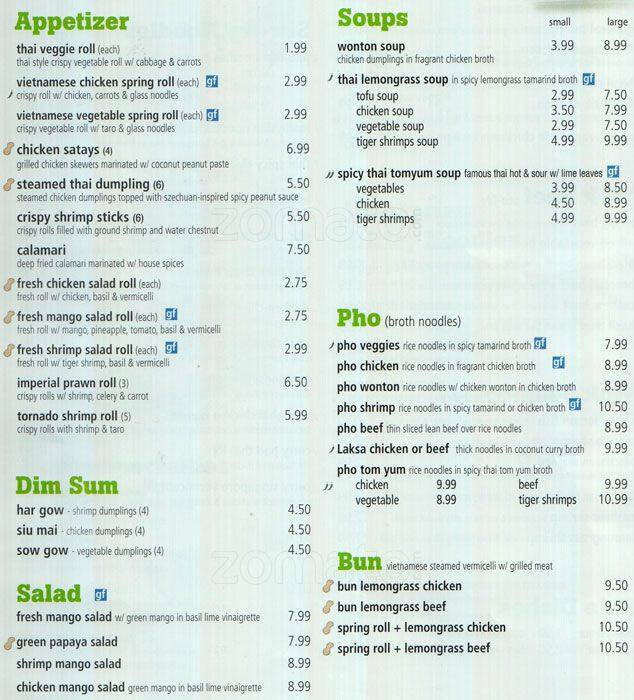 Green Papaya Menu, Menu for Green Papaya, Yonge & Eglinton, Toronto