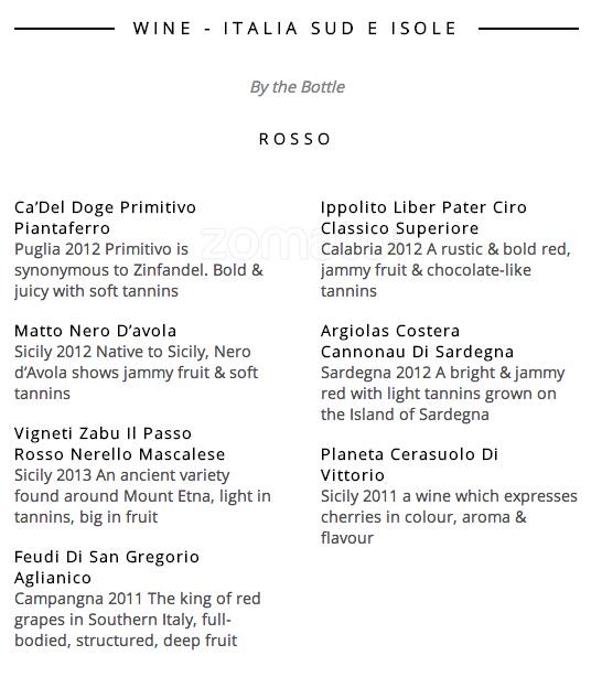 Città menu