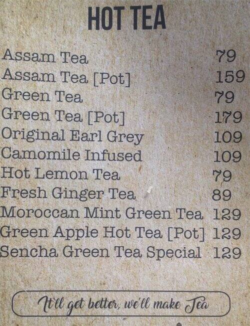 Hyderabad Times Cafe menu