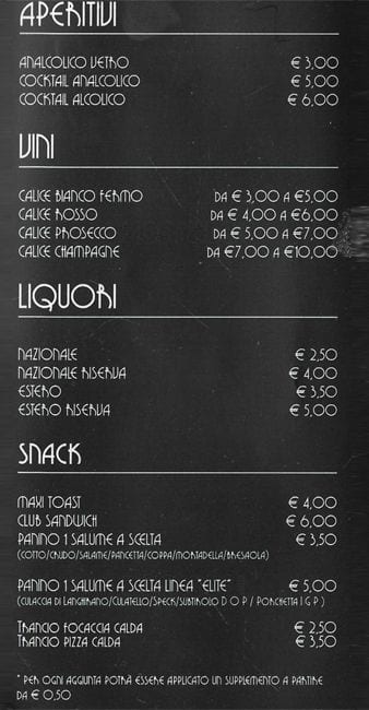 Menu di noir Bistrot Cafè 