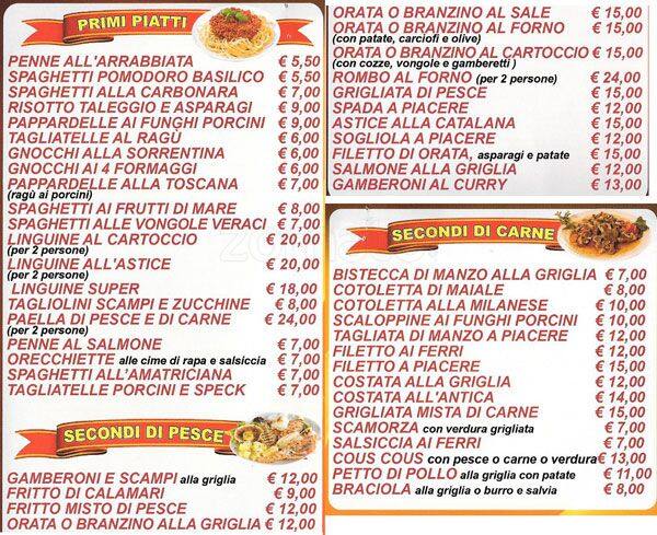 Menu di Piccolo Mondo 