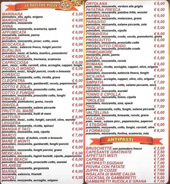 Menu di Piccolo Mondo 
