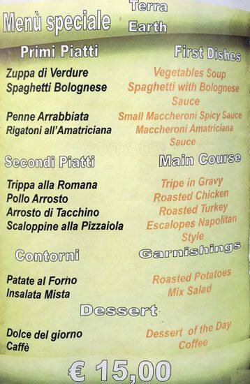Menu di Alla Lupa 