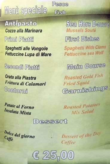 Menu di Alla Lupa 