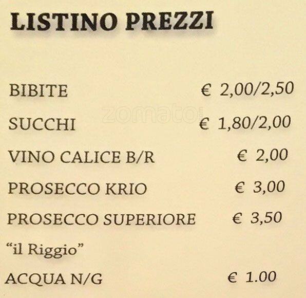 Menu di Bar Ammiragli 
