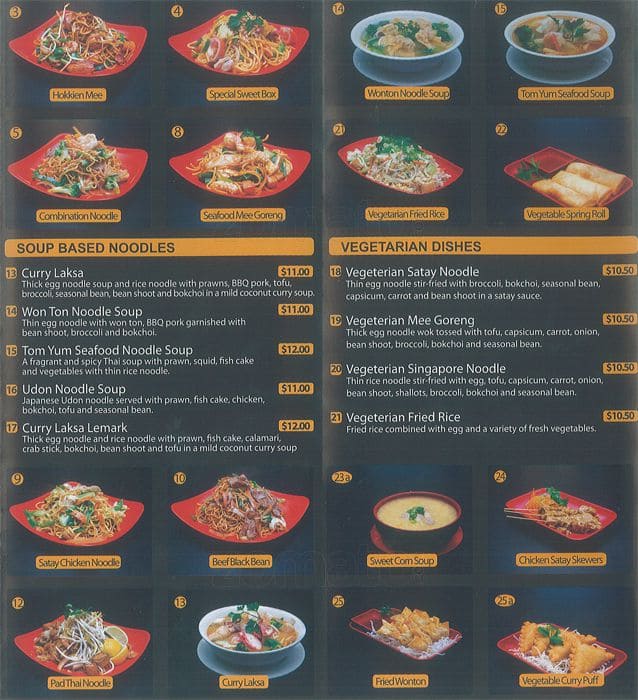 Ton Lok Noodle Bar menu, Menu restauracji Ton Lok Noodle Bar, Werribee