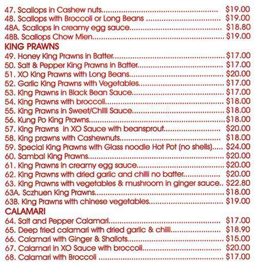 Menu at Tasty Magic Chinese Restaurant, Hope Island