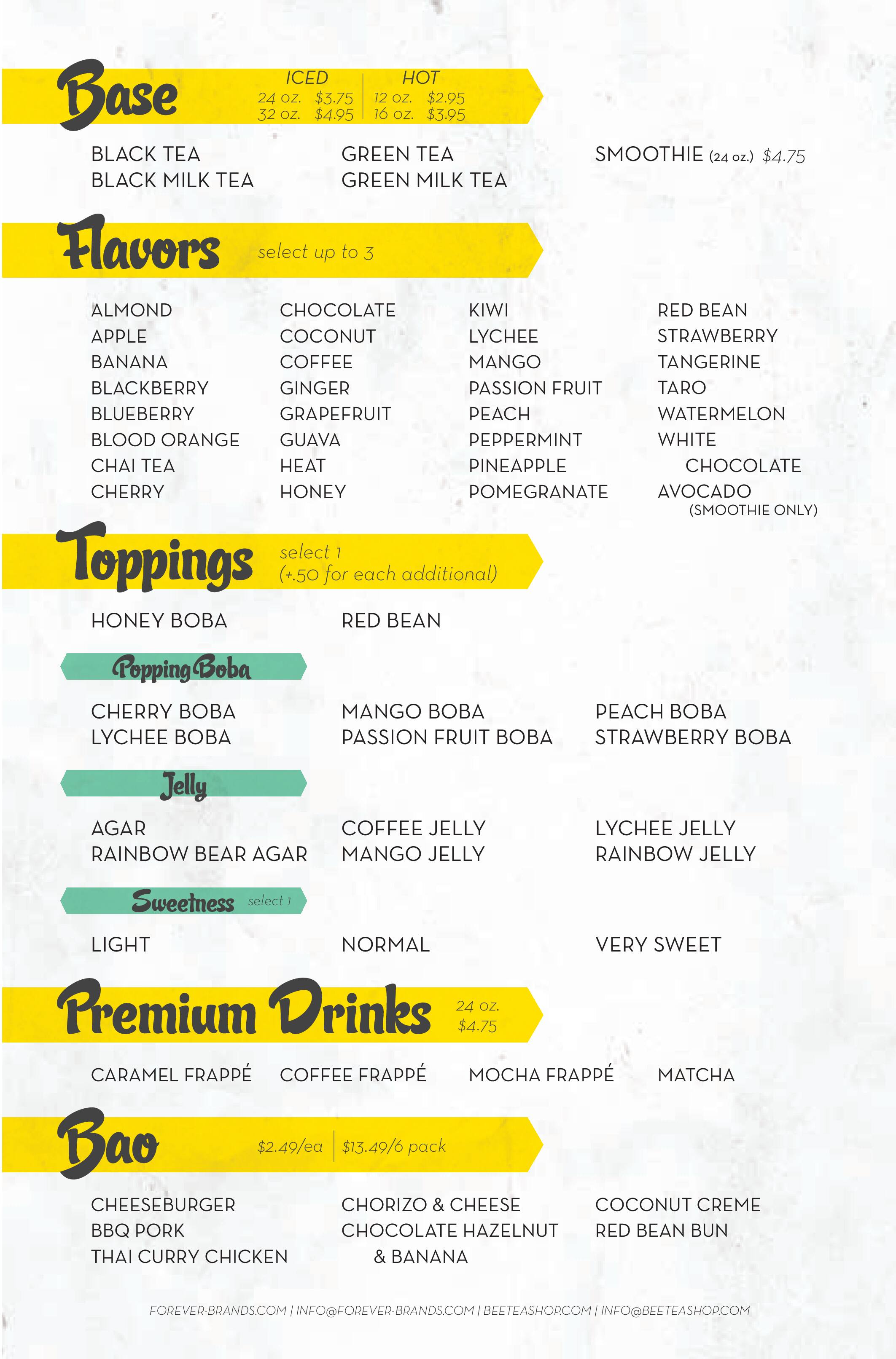 Bee & Tea Menu, Menu for Bee & Tea, Wicker Park, Chicago Urbanspoon