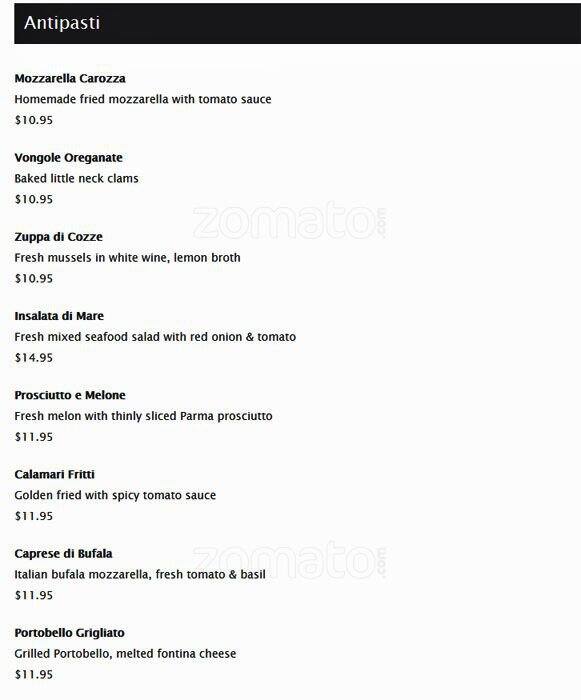 Pellegrino's Menu, Menu for Pellegrino's, Lower East Side, New York